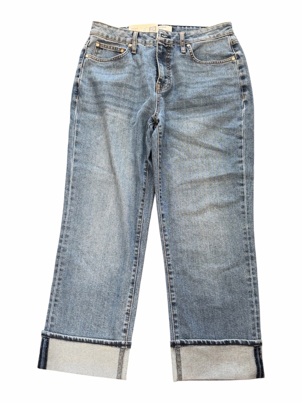 Edited by Hunter McGrady Classic Light Blue Women's Cuffed Wide Leg Jeans Size 6